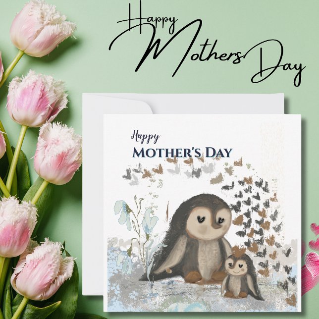 Grattis på mors dag Pingvinkort Julkort (Happy Mother's Day Penguin Card)