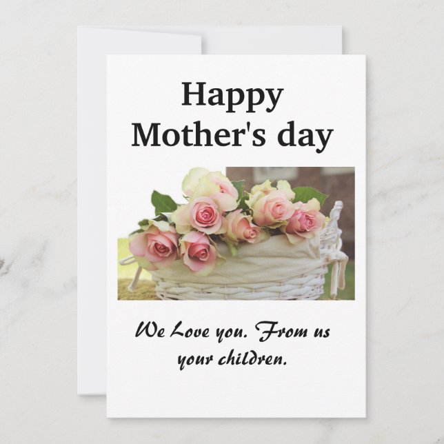 Grattis på mors dag | Rosa blommor Höckkort Inbjudningar (Framsida)