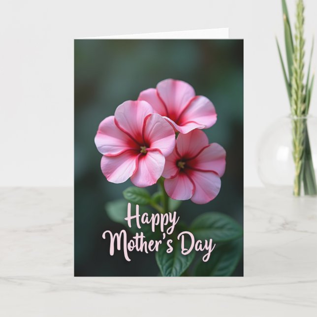 Grattis på Mors dag Rosa Blomsterkort Kort (Framsida)