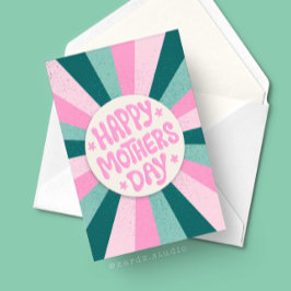 Grattis på Mors dag Rosa Grön Solstråle Kort