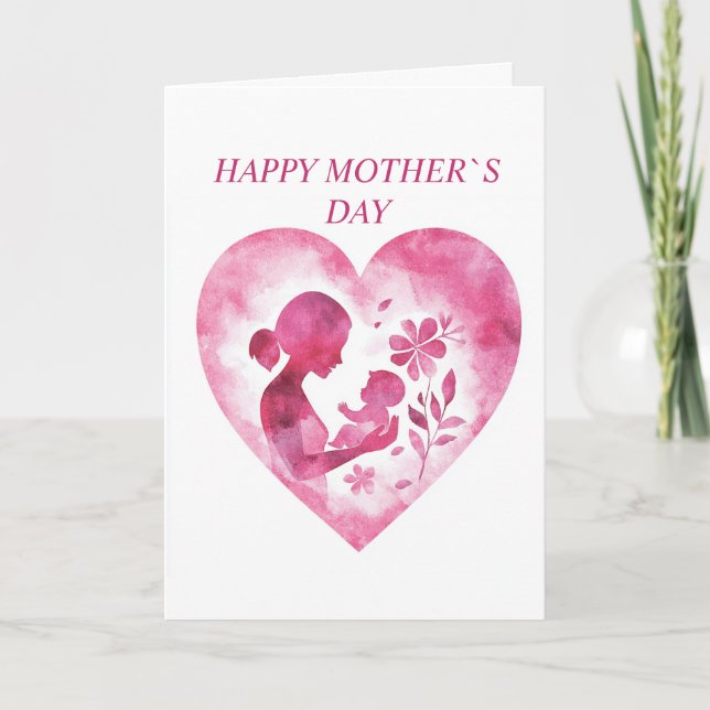 Grattis på mors dag Rosa hjärta viklad semesterkor Helgkort (Framsida)