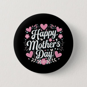 Grattis på mors dag Söt blommig mamma farmor Knapp