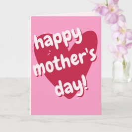 Grattis på mors dag! Stort rosa hjärta Kort