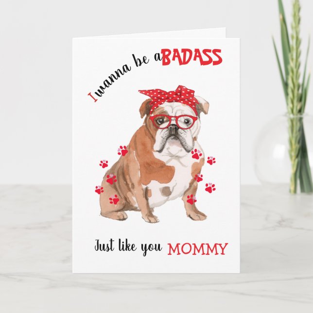 Grattis på mors dag Tokstolle från din Bulldog Hun Kort (Framsida)