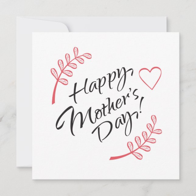 Grattis på Mors Dag Vackra Blommor Kalligrafi Inbjudningar (Framsida)