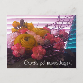 Grattis på namn sdagen, blommor kort