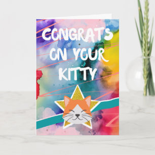 Grattis på Ny Katt Husratt Färgrik Kort