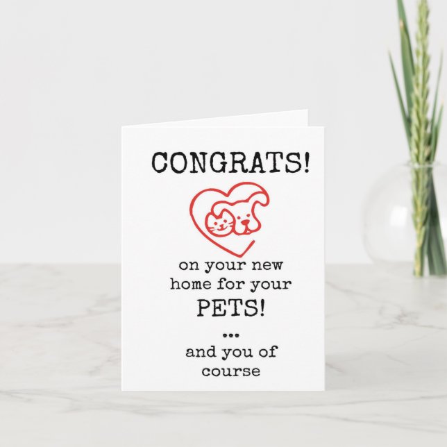 Grattis på Nytt Hem för Dina Husdjur Kort (Framsida)