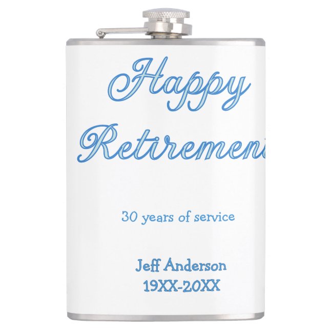 Grattis på pensionen blå års tjänst namn pastell fickplunta (Framsidan)