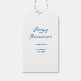 Grattis på pensionen blå års tjänst namn pastell presentetikett