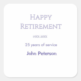 Grattis på pensionen grått namn år tjänsteår fyrkantigt klistermärke