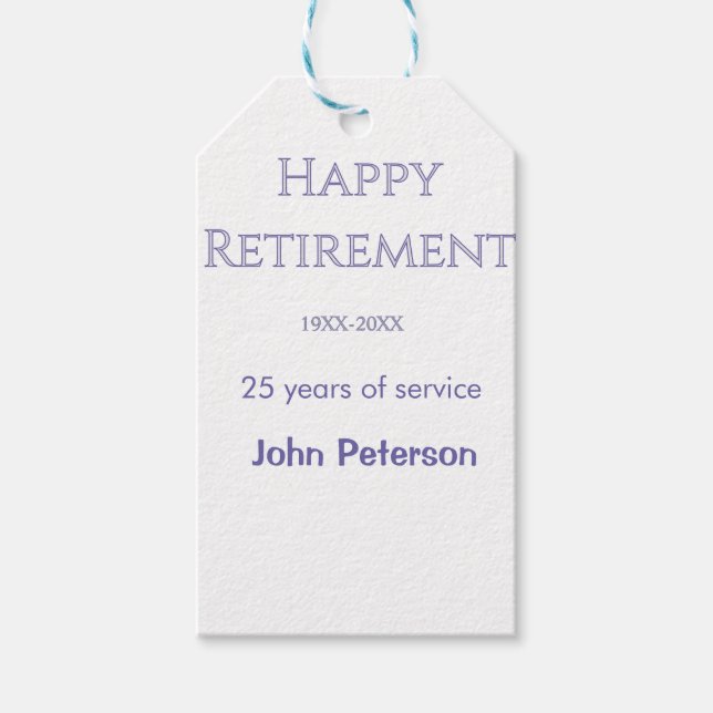 Grattis på pensionen grått namn år tjänsteår   presentetikett (Framsidan)