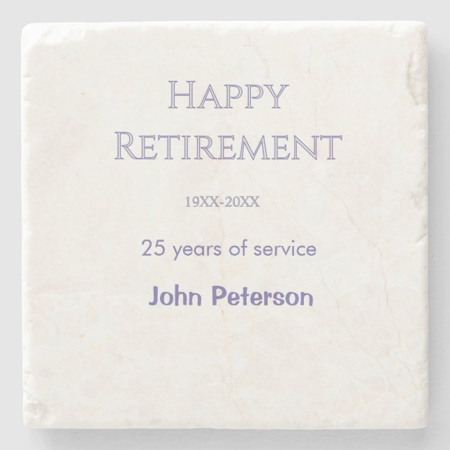 Grattis på pensionen grått namn år tjänsteår   stenunderlägg (Framsidan)