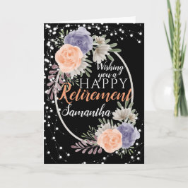 Grattis på pensionen Peony Rose Blommig Svart Kort