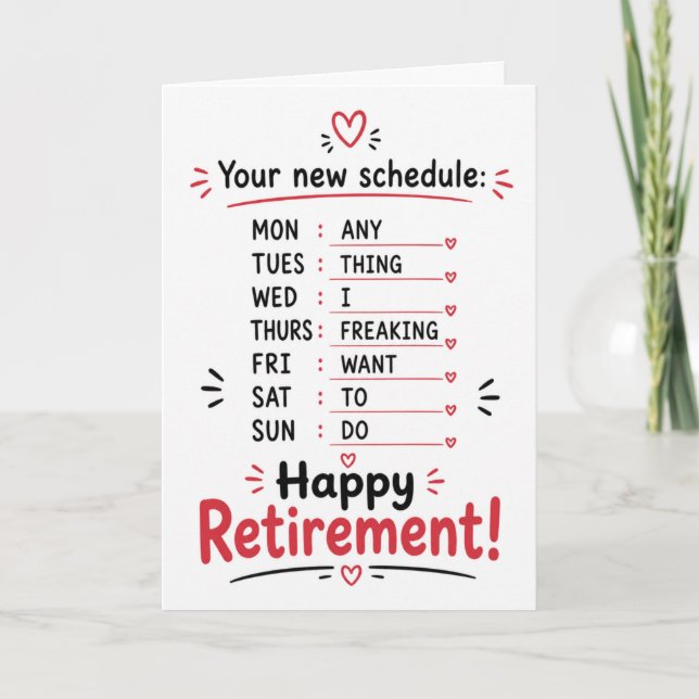 Grattis på pensionen Schema Kort (Framsida)