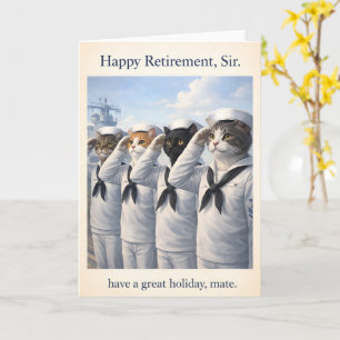 Grattis på pensionen, sir. Navy cat salute-kort be Kort