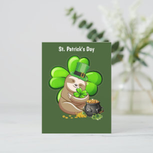 Grattis på St. Patricks dag dovendyrs vykort