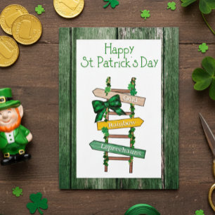 Grattis på St. Patricks dag Grön träpostkort Vykort