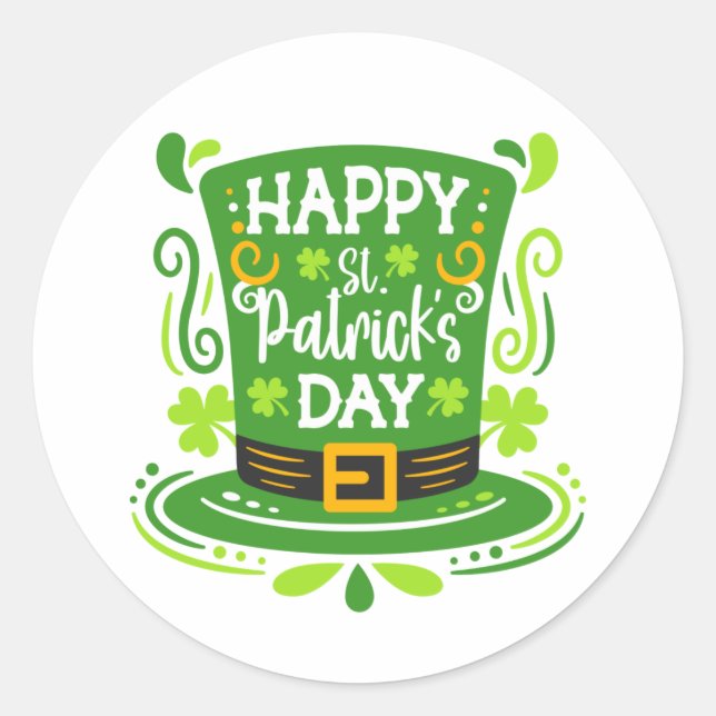 Grattis på St. Patricks dag Runt Klistermärke (Framsida)