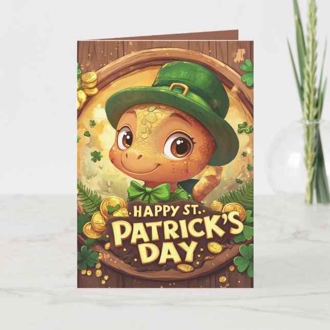 Grattis på St. Patrick's Day och tre leprechauner Kort (Framsida)