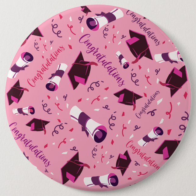 Grattis på studenten i rosa knapp (Framsida)