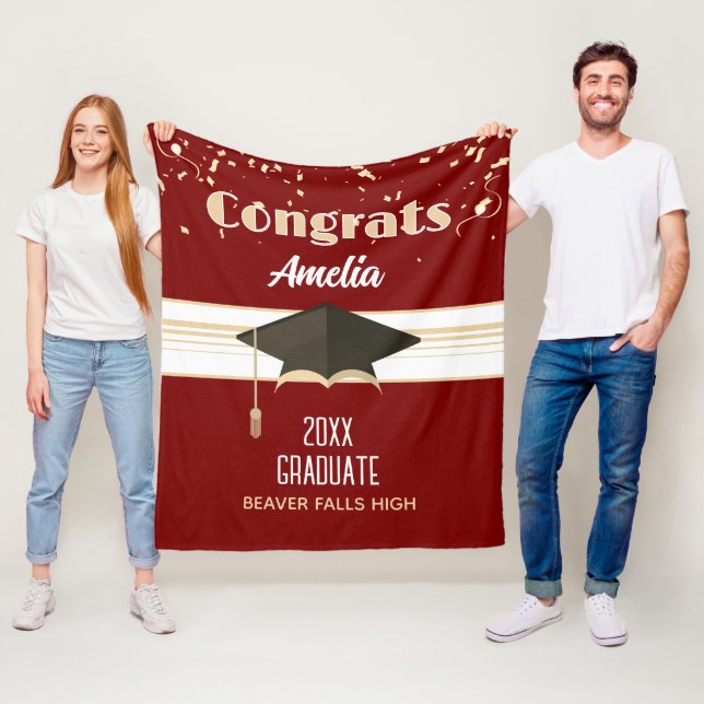 Grattis på studenten! Personlig Fleecefilt (På plats)