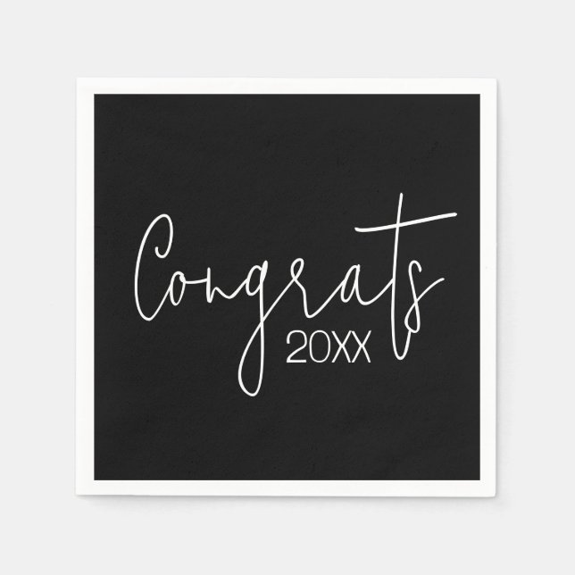Grattis på studenten Svart Pappersservett (Framsidan)