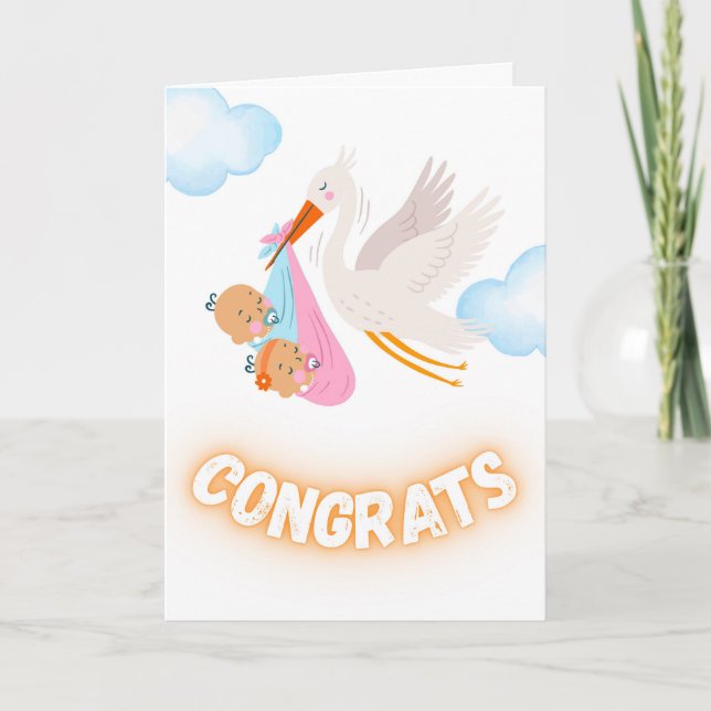 Grattis på Tvillingar Storkpaket Kort (Framsida)