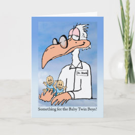 Grattis på tvillingpojkar, Dr. Stork tecknad serie Kort