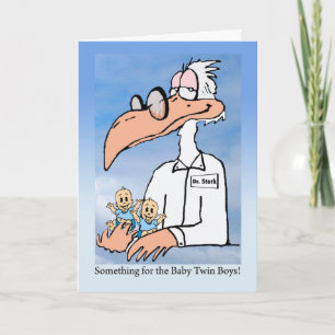 Grattis på tvillingpojkar, Dr. Stork tecknad serie Kort