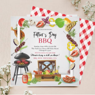 Grattis pappa dag grillfest vattenfärg inbjudan