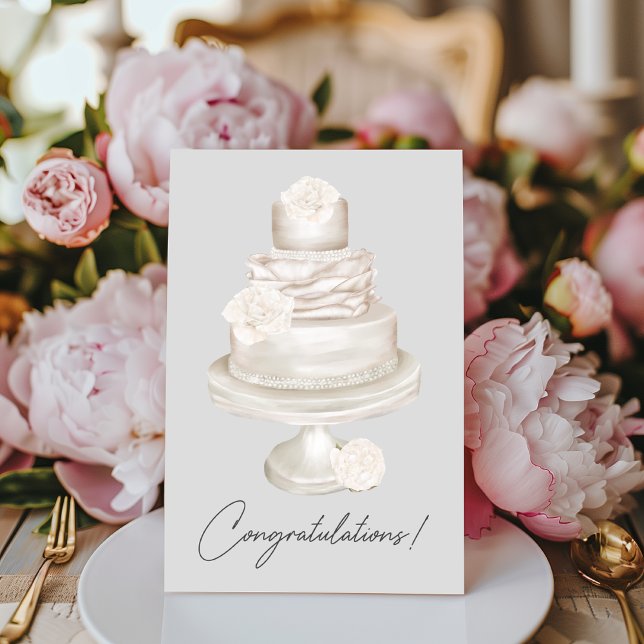 Grattis Pearl Peony Bröllop Cake Kort (Skapare uppladdad)