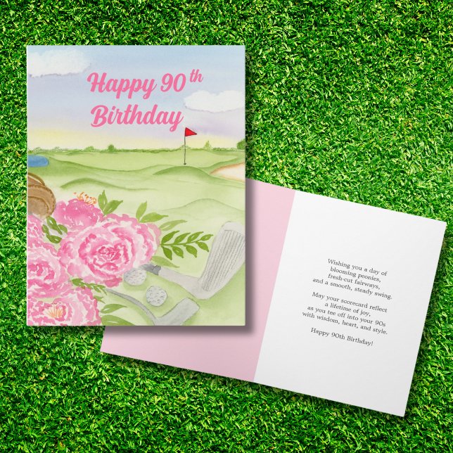 Grattis Peonior på Golfbanan 90 år Kort (Skapare uppladdad)