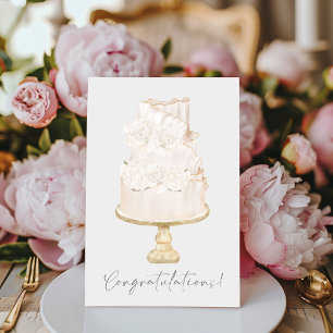 Grattis Peony Bröllop Cake Kort