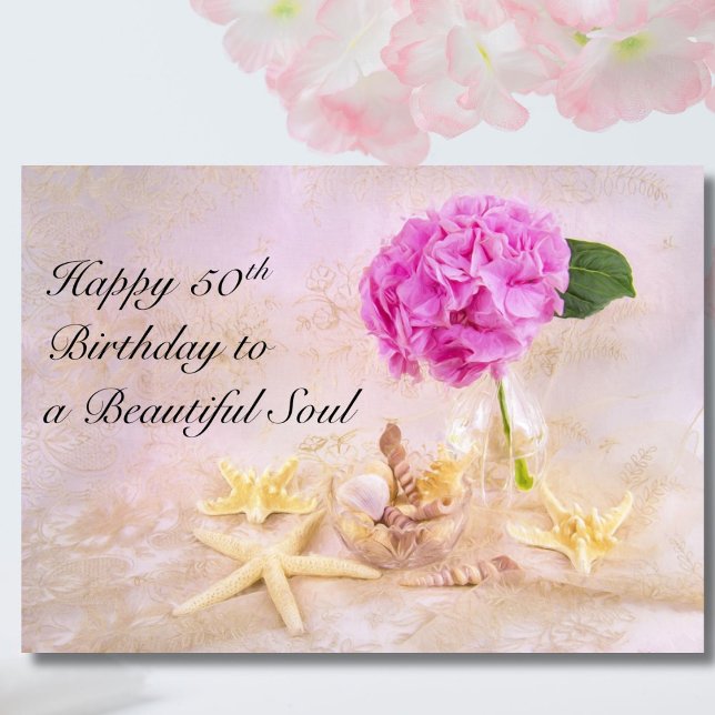 Grattis Peony med snäckor 50-årsdag Kort (Skapare uppladdad)