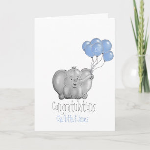 Grattis pojke elefant kort