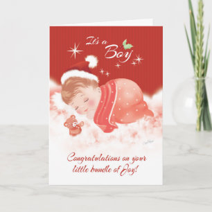 Grattis. Pojke född i December Helgkort