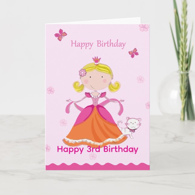 Grattis prinsessa 3 år kort (Framsida)