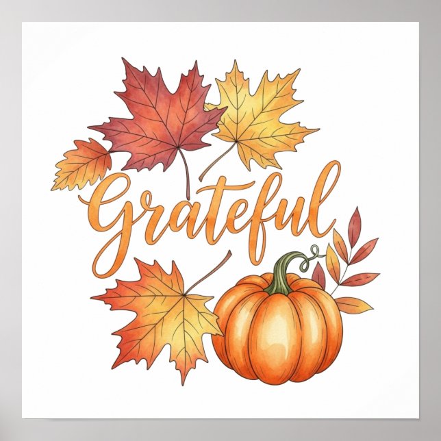 Grattis Pumpkin & Höst löv Poster (Framsidan)