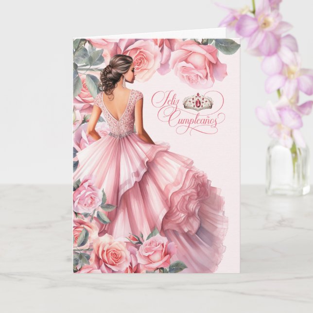 Grattis Quinceanera 15-årsdag Blush Rosa Rosor Kort (Orkide)