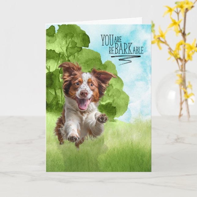 Grattis reBARKable Brittany Spaniel Hund Kort (Gul blomma)