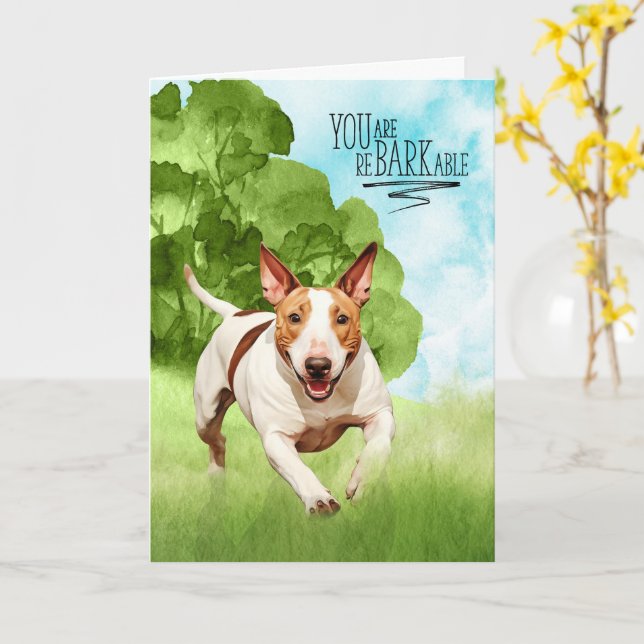 Grattis reBARKable Bullterrier Hund Kort (Gul blomma)