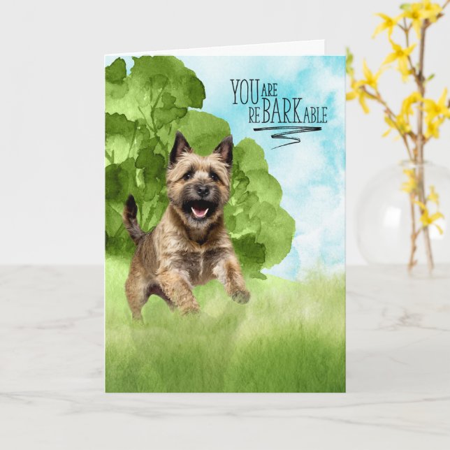 Grattis reBARKable Cairn Terrier Hund Kort (Gul blomma)