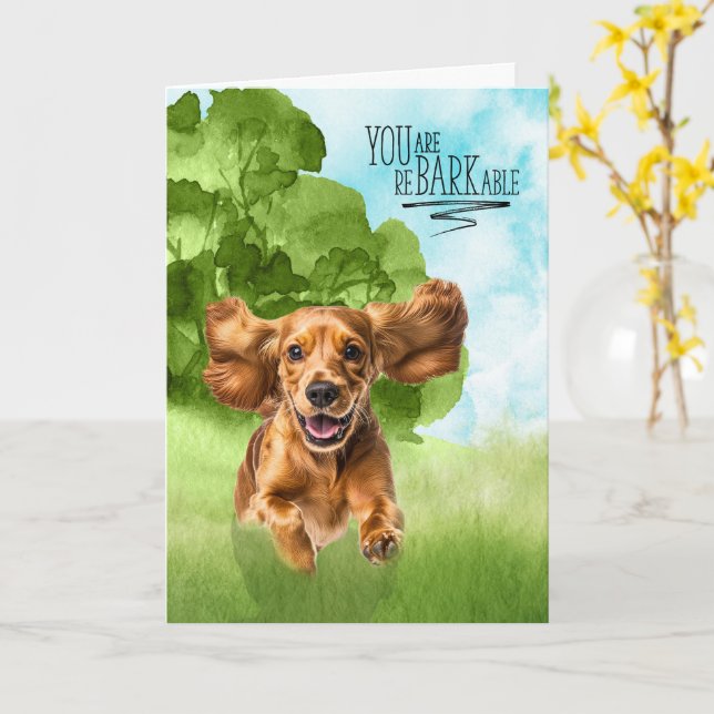 Grattis reBARKable Cocker Spaniel Hund Kort (Gul blomma)