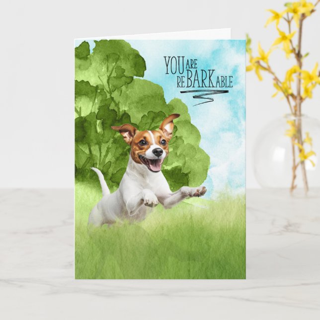 Grattis reBARKable Jack Russell Hund Kort (Gul blomma)