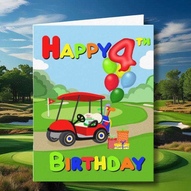 Grattis Red Boys Golf Card på 4-årsdagen Kort (Skapare uppladdad)