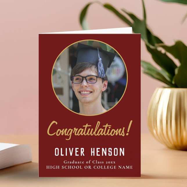 Grattis Red Student Photo Studenten Kort (Skapare uppladdad)