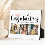 Grattis Ro Guld 3 Foto 2025 Studenten<br><div class="desc">Snyggt 3-fotoskylt med visning i studenten med ålens Grattisar i trendigets svartfärgade kalligrafi-skript med ro guld/ rosa färgad grad cap och modern anpassningsbar text för studenten i namn och klassår. Lägg till tre favoritfoton av student i platshållaren bilder. Rengör vit bakgrund färg.</div>