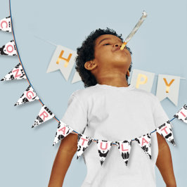 Grattis Rosa Black & White Flicka Vimplar