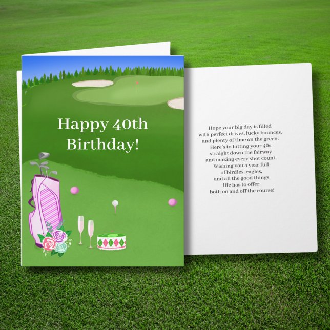 Grattis Rosa Golfväska 40-årsdag Kort (Skapare uppladdad)
